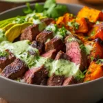 Delicious Steak and Sweet Potato Bowl Ready to Serve
