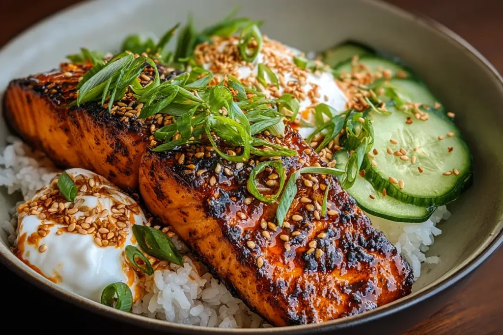 Sticky Orange Gochujang Salmon Bowl – Delicious & Colorful