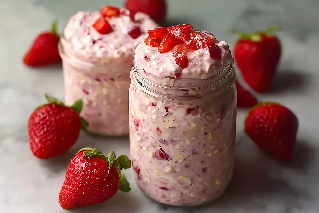 Strawberries and Cream Overnight Oats Recipe