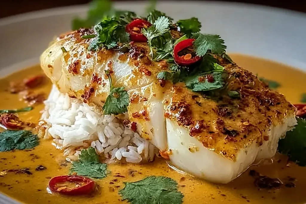 Tropical Grouper with Spicy Coconut Plated