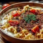 Turkish Pasta Dish Ready to Serve