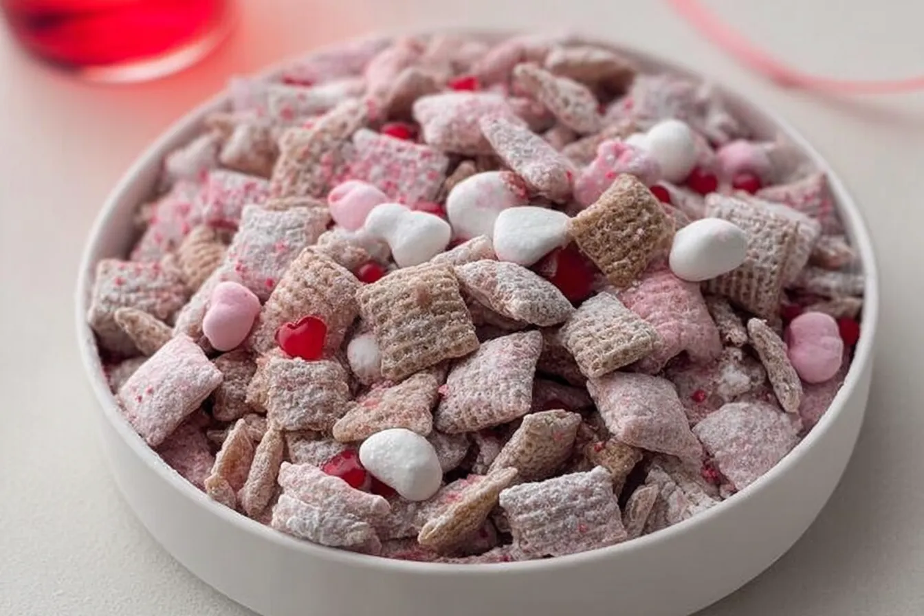 Valentine’s Day Muddy Buddies (Easy Puppy Chow Recipe) Delight 4 Valentine’s Day Muddy Buddies (Easy Puppy Chow Recipe)