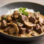 Beef and Mushroom Keto Stroganoff in a Cozy Bowl