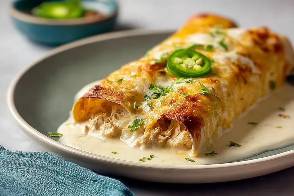 Delicious Best White Rotisserie Chicken Enchiladas on a Plate