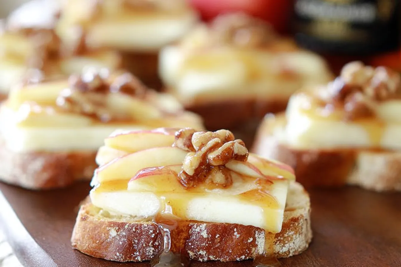 Brie, Apple, and Honey Crostini