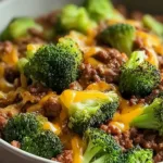 Cheesy Ground Beef and Broccoli Dish Ready to Serve