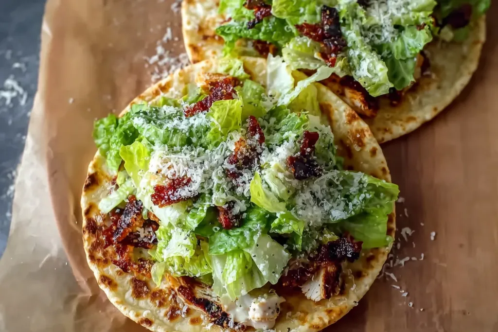 Delicious Chicken Caesar Smash Tacos Ready to Serve