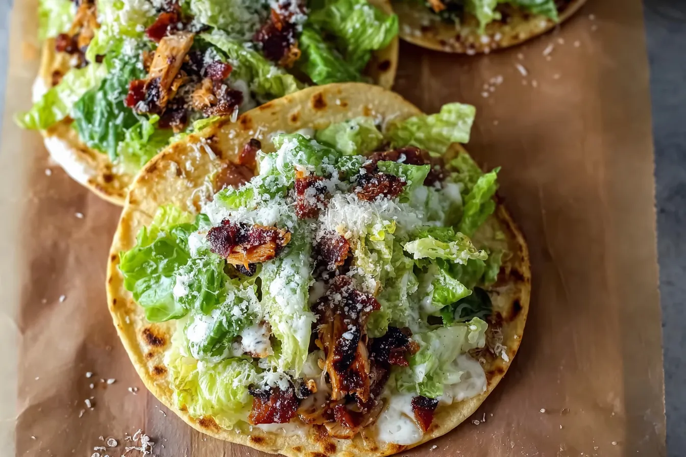 Chicken Caesar Smash Tacos