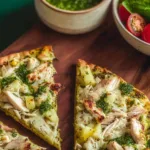 Chicken Pesto Flatbread Pizza Freshly Baked