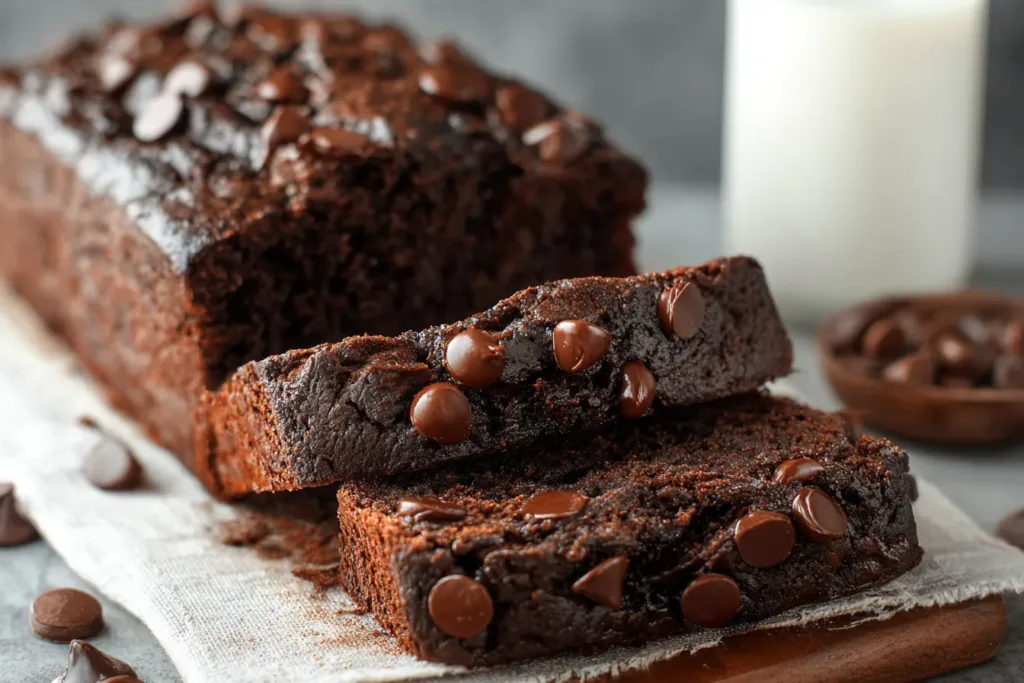 Chocolate Banana Bread Slices on a Rustic Plate