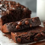 Chocolate Banana Bread Slices on a Rustic Plate