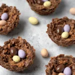 Chocolate Easter Nests on a Colorful Easter Table