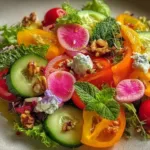 Colorful Spring Salad with Fresh Ingredients Artfully Plated