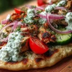Creamy Greek Chicken Flatbread with Tzatziki - Fresh and Flavorful