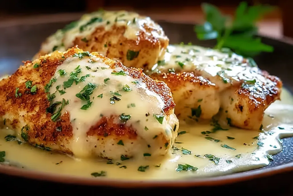 Creamy Mayo Parmesan Chicken Dinner Plated