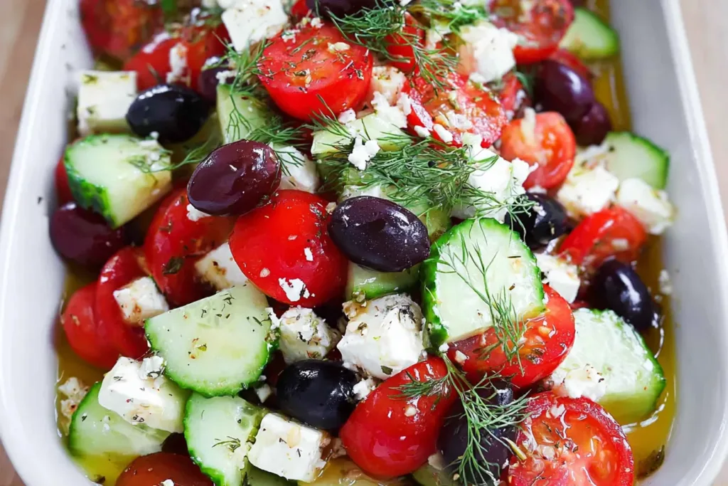 Vibrant Cucumber Tomato Feta Salad (with Olives + Dill)