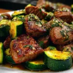 Effortless Garlic Butter Steak & Zucchini Delight on Plate
