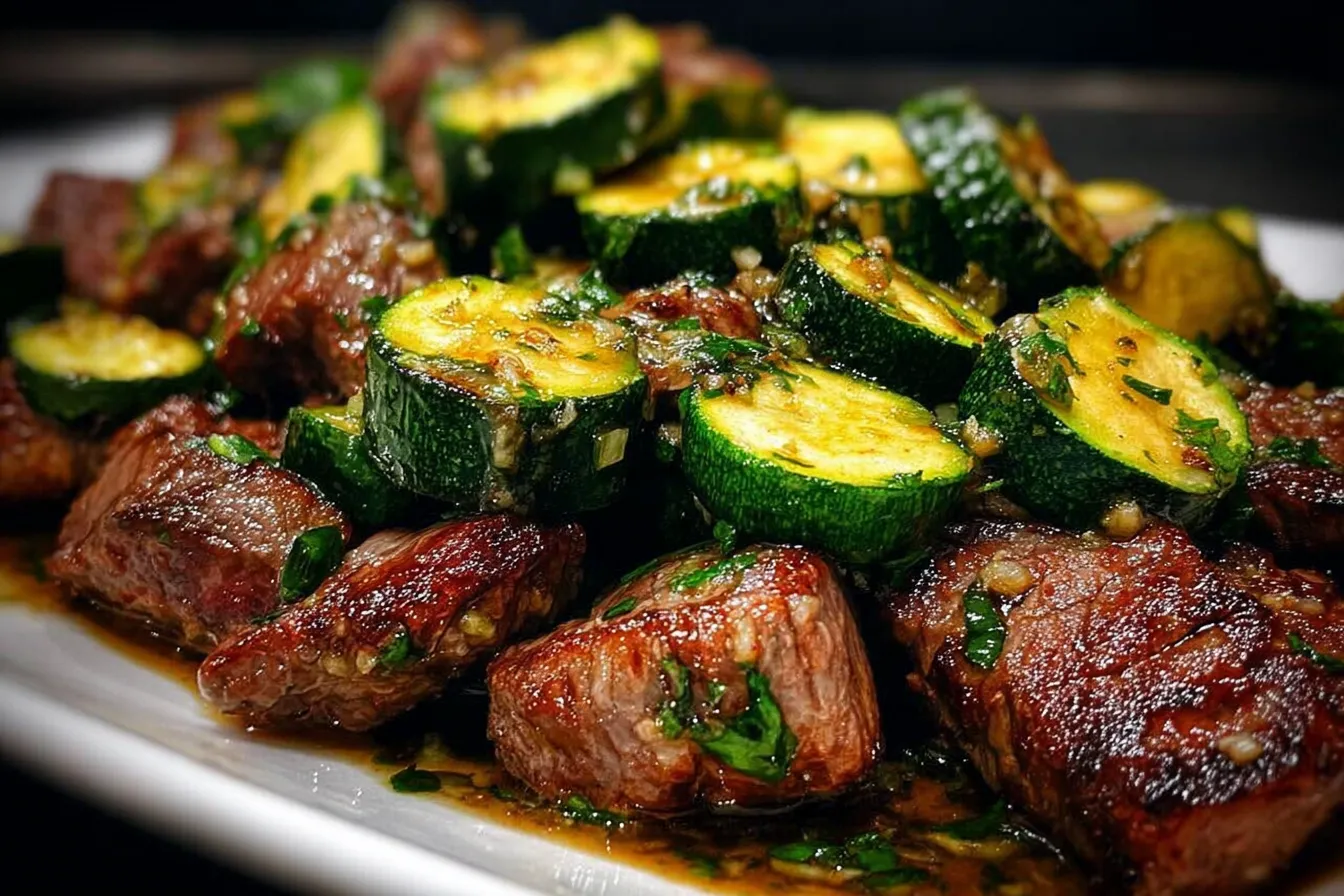 Effortless Garlic Butter Steak & Zucchini Delight