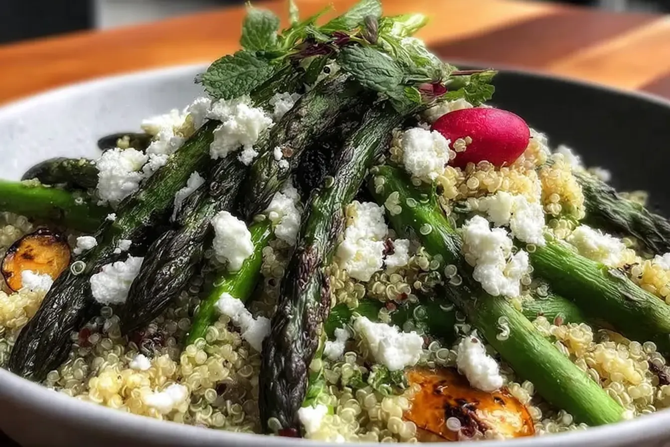 Fresh Spring Asparagus and Feta Quinoa Salad - So Delicious! 5 Fresh Spring Asparagus and Feta Quinoa Salad Easy Healthy Recipe