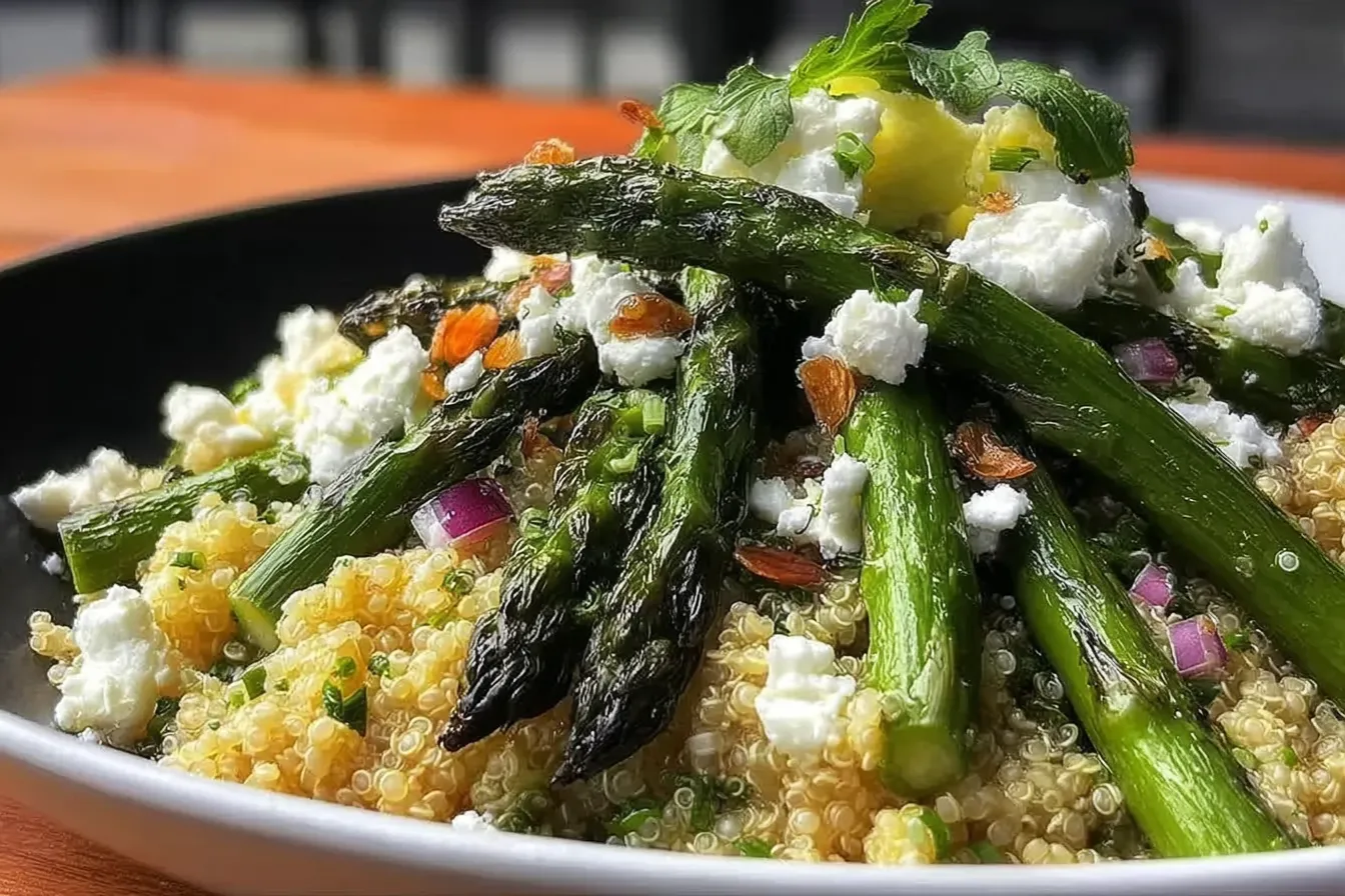 Fresh Spring Asparagus and Feta Quinoa Salad - So Delicious! 7 Fresh Spring Asparagus and Feta Quinoa Salad Easy Healthy Recipe