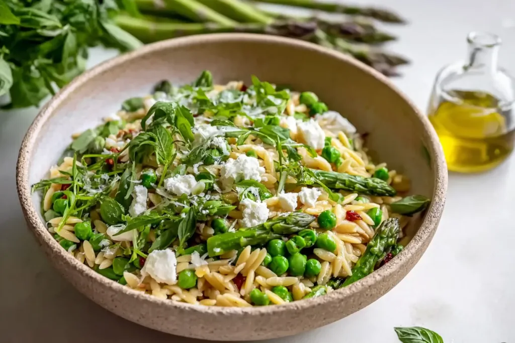 Fresh Spring Orzo Pasta Salad - Colorful Ingredients