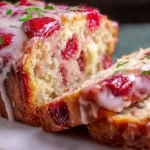 Freshly Baked Glazed Strawberry Bread Slices