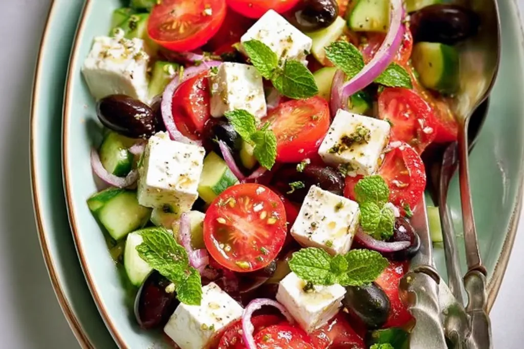 Colorful Greek Salad with Feta and Olives