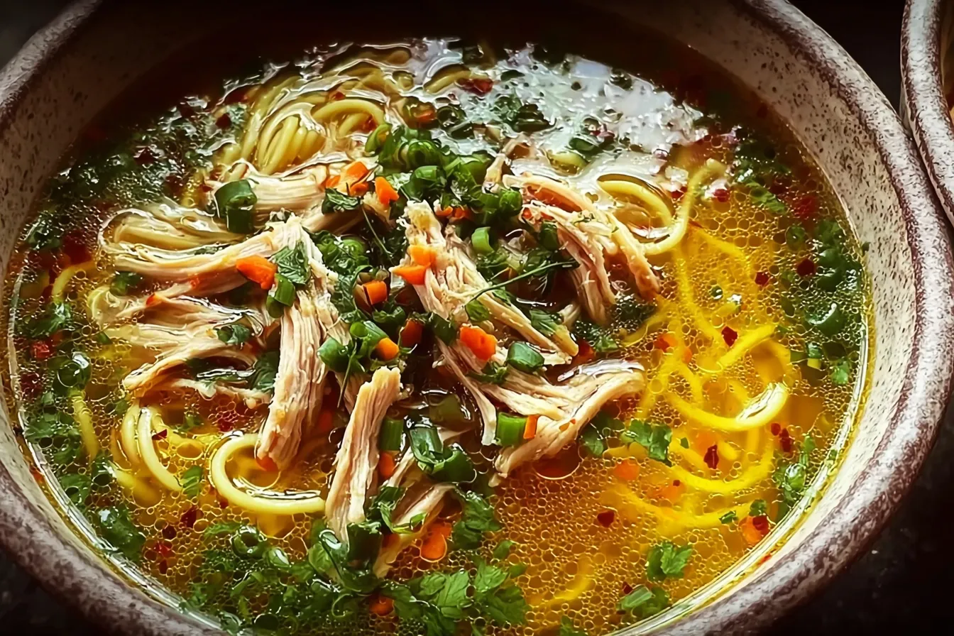 Healing Ginger Garlic Chicken Noodle Soup 