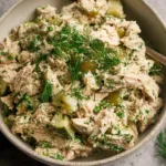 High-Protein Dill Pickle Chicken Salad in a Bowl