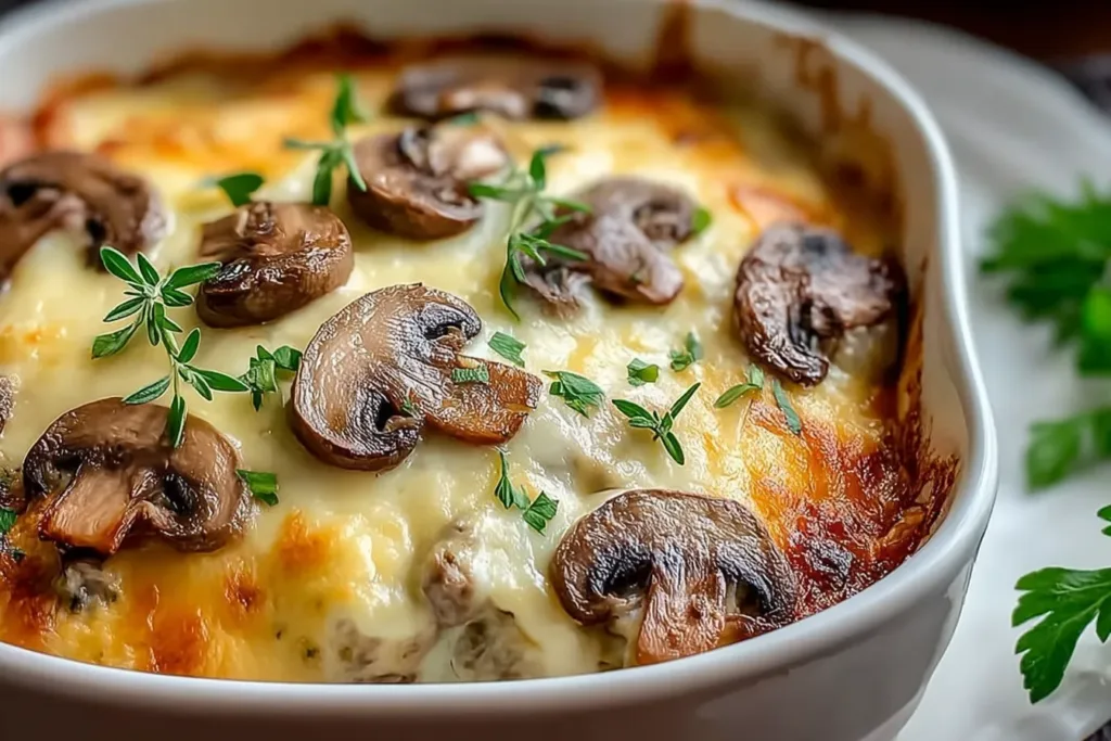 Irresistible Keto Mushroom Swiss Beef Bake for Cozy Nights