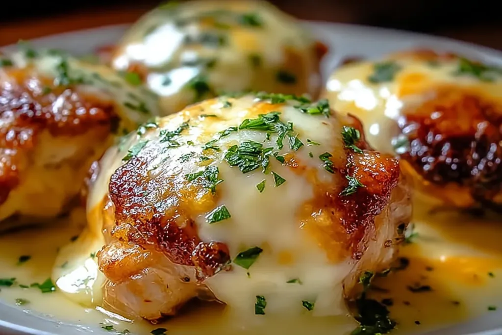 Irresistibly Easy Keto Baked Cheesy Ranch Chicken Thighs on a Platter