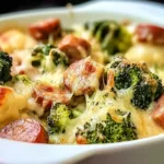 Delicious Keto Broccoli and Cauliflower Au Gratin With Sausage