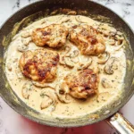 Keto Chicken Thighs with Creamy Mushrooms Sauce Close-Up