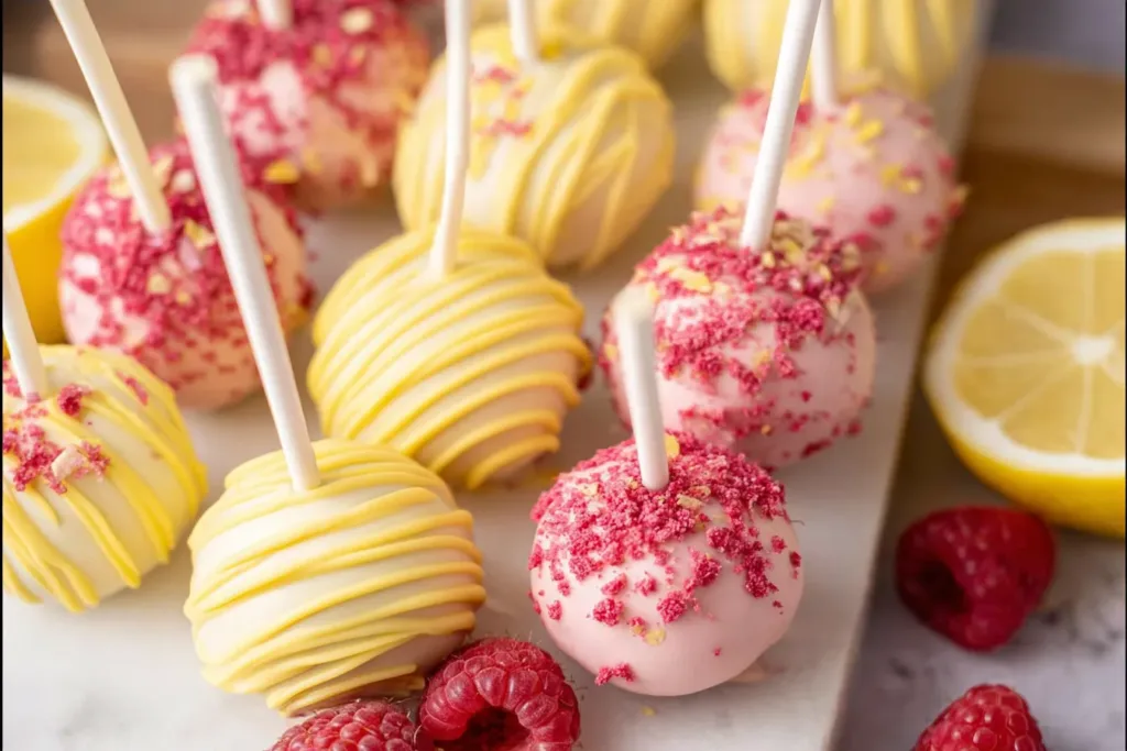 Lemon Raspberry Cake Pops - Bright and Tasty