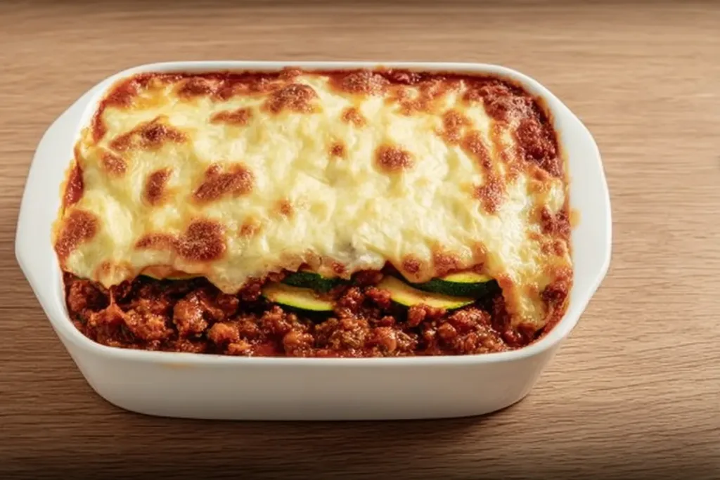 Low-Carb Zucchini Lasagna Plated for Serving