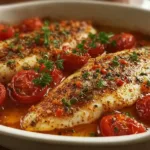 Mediterranean Style Baked Tilapia on a Plate