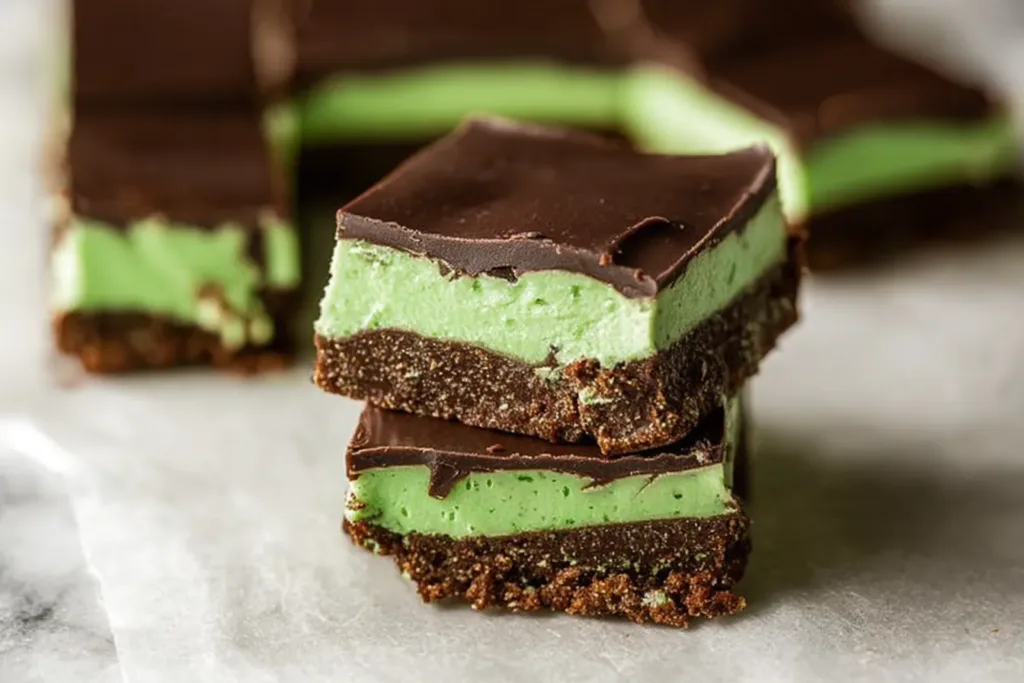 Decadent No Bake Mint Chocolate Bars