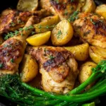 One-pan Lemon Garlic Chicken and Potatoes Ready to Serve
