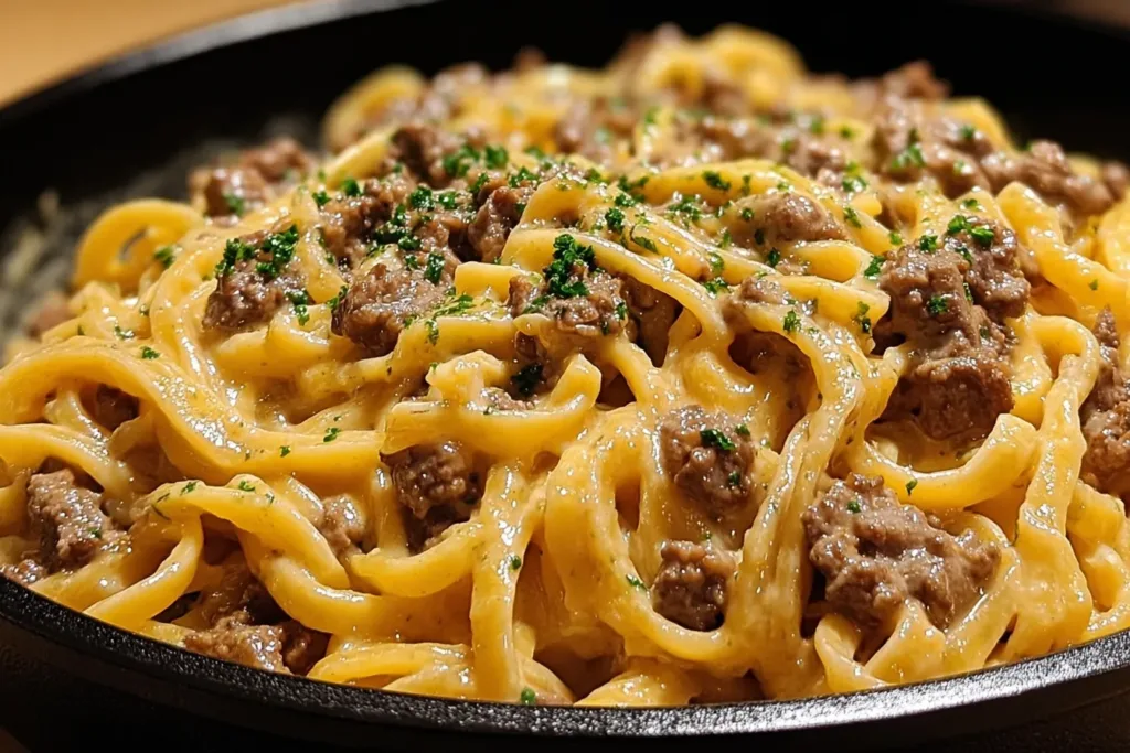 Delicious One-Pot Creamy Beef and Garlic Butter Pasta