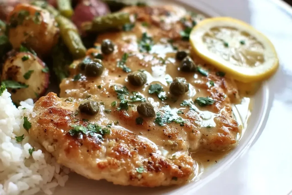 Quick Chicken Piccata Served with Lemon and Capers