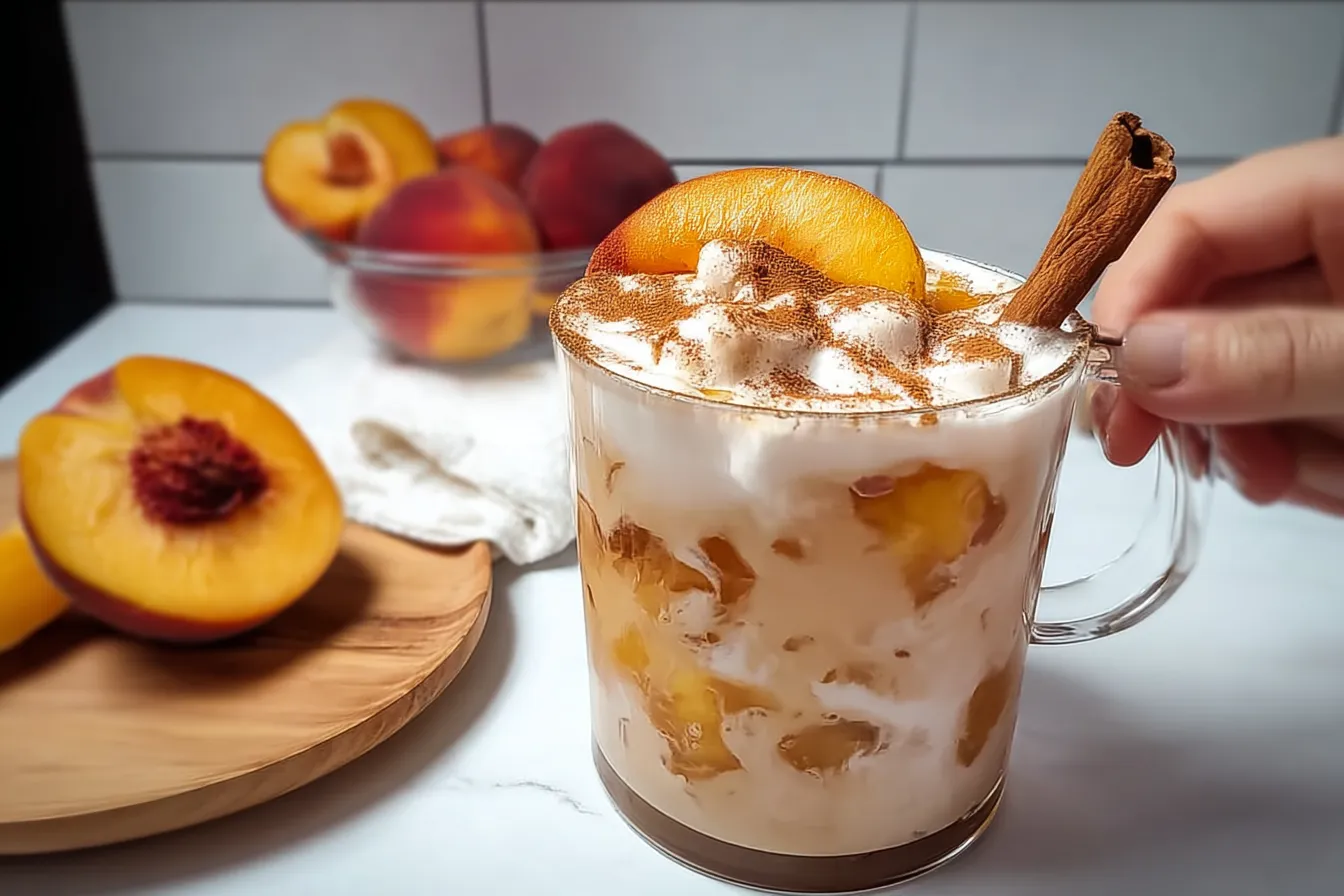 Refreshing Peach Cobbler Chai Latte For Summer Sips 