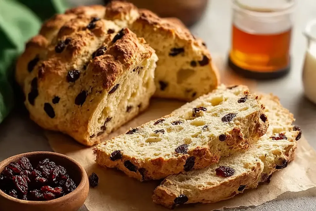 Rustic Irish Soda Bread with Currants Freshly Baked