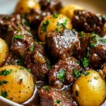 Slow Cooker Garlic Butter Beef Bites & Potatoes Dish