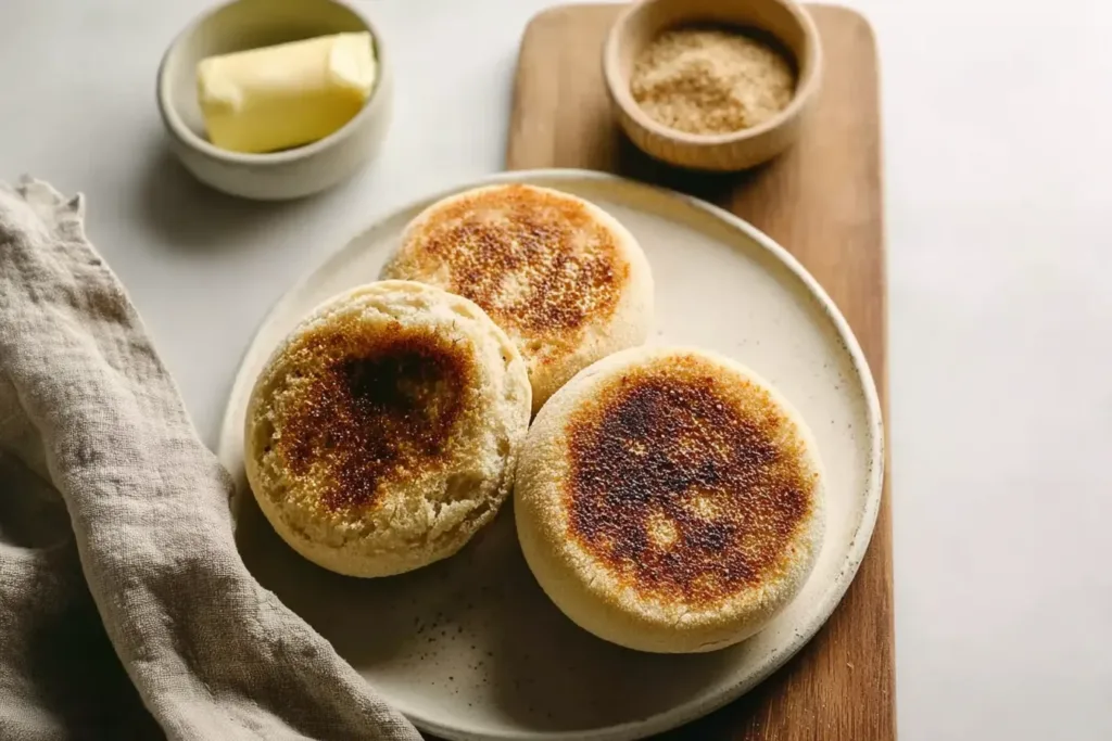 Freshly Baked Sourdough Discard English Muffins
