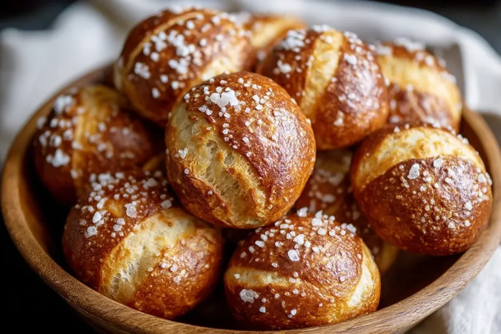 Golden Sourdough Discard Pretzel Bites Fresh Out of the Oven