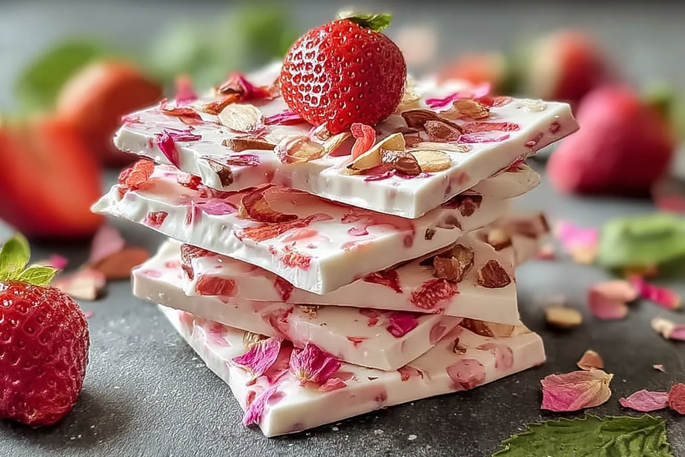 Spring Desserts: Strawberry Cream Yogurt Bark That Delights 4 Spring Desserts: Strawberry Cream Yogurt Bark in 5 Ingredients