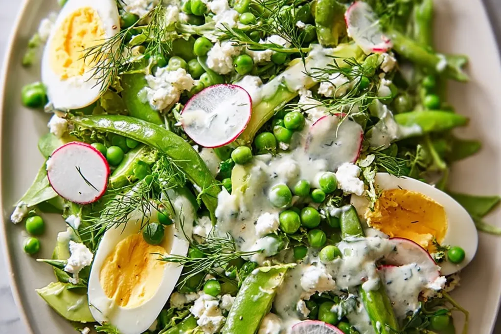 Vibrant Spring Pea and Arugula Salad with Creamy Dill Dressing