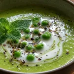 Creamy Spring Pea & Mint Velouté with Crème Fraîche Marbling
