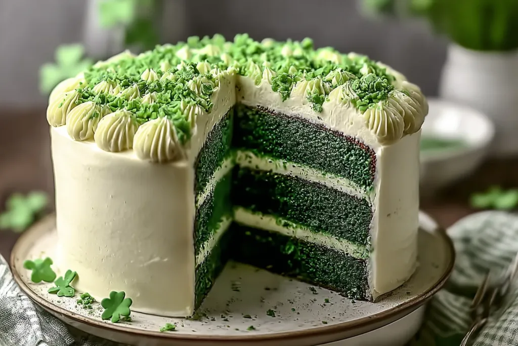 St. Patrick’s Day Green Velvet Cake - Beautifully Festive