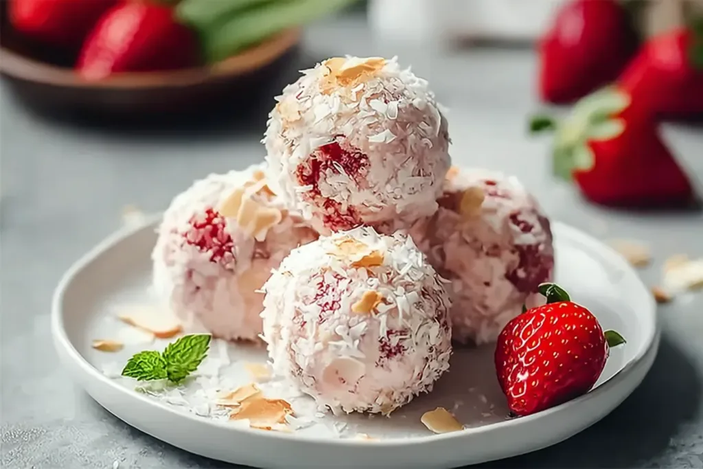 Delicious Strawberry Cheesecake Protein Balls